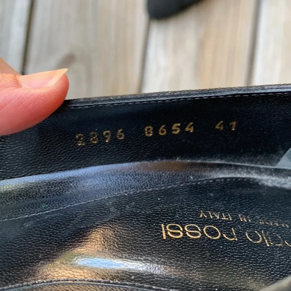 Sergio Rossi size 41 black suede bow wedge heels made in Italy